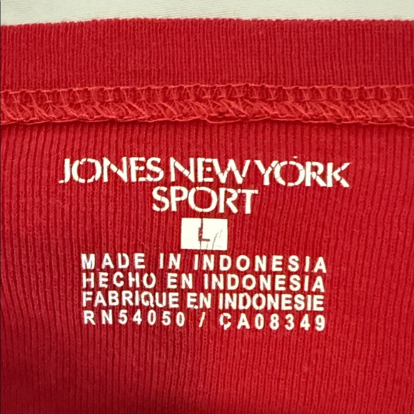Jones New York Sport Red Short Sleeve Knit Top Size L Classic Casual - Picture 4 of 5